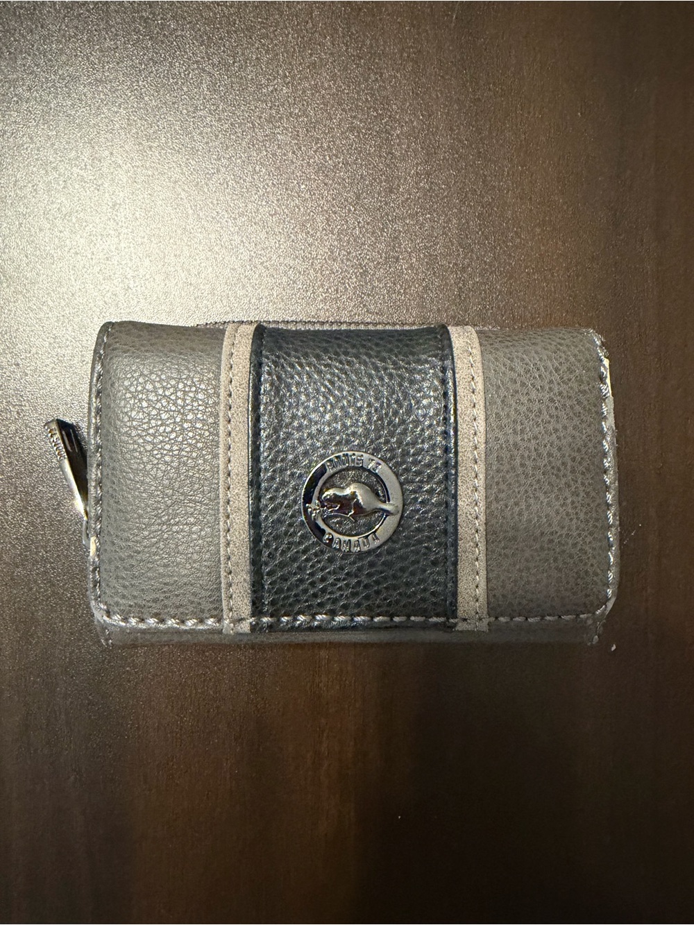 Roots Black and Gray Trifold Wallet